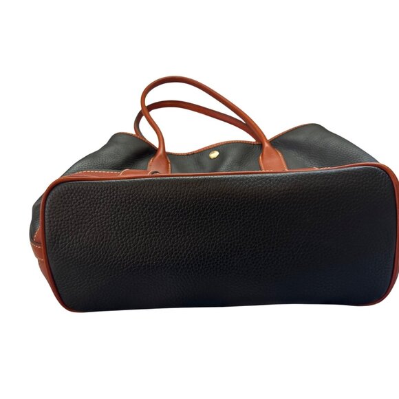 Dooney & Bourke Black & Brown Leather Pebbled Tote Bag With Double Handles - Picture 4 of 13